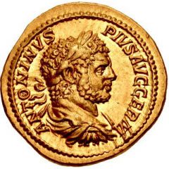 Aureus - Caracalla P M TR P XVII IMP III COS IIII P P, Pluto