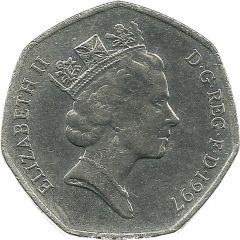 50 Pence - Elizabeth II 3rd portrait, small type
