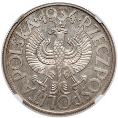 10 Zlotys Buckle, Trial Strike Ag with mint mark