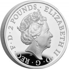 2 Pounds - Elizabeth II 5th portrait, 1oz Fine Silver