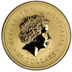 25 Dollars - Elizabeth II 4th Portrait - Kangaroo Gold Nugget