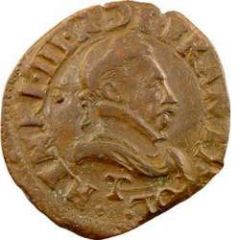 Double Tournois - Henri III Nantes mint, 2nd type