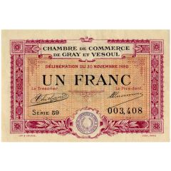 1 Franc - Chambres de Commerce de Gray et Vesoul