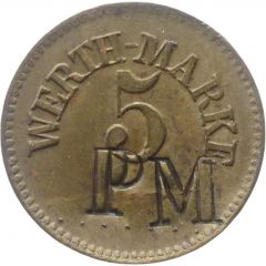 5 Pfennig Werth-Marke, Countermarked `PM`