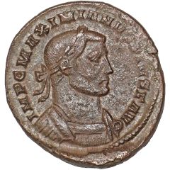Nummus - Galerius IMP C MAXIMIANVS PIVS F AVG; GENIO POPVLI ROMANI; Londinium