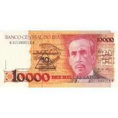 10 Cruzados Novos overprinted on P# 215