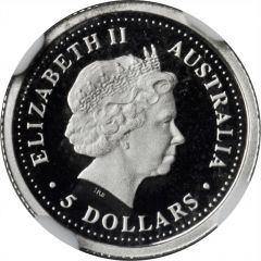 5 Dollars - Elizabeth II 4th Portrait - Koala - Platinum