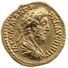 Aureus - Commodus MIN VICT P M TR P XIIII COS V P P, Minerva and Victory