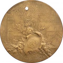 Médaille - Centième anniversaire Réunion de Mulhouse à la France 15 mars 1798-1898