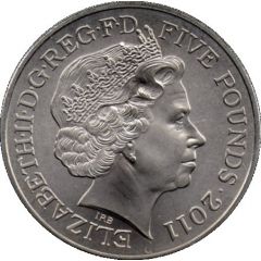 5 Pounds - Elizabeth II 4th portrait, Royal Wedding