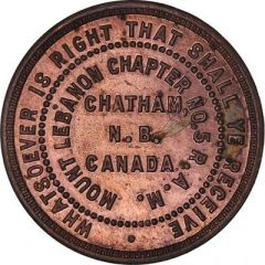 Masonic Penny - Mount Lebanon Chapter No. 5 Chatham, New Brunswick