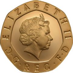 20 Pence - Elizabeth II 4th Portrait, Tudor Rose, Gold Proof