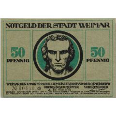 50 Pfennig Goethe and Schiller Series - Schiller, Green Issue