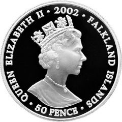 50 Pence - Elizabeth II Scepter and Orb, silver, colored
