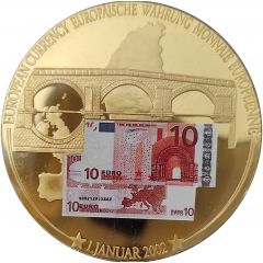 Medal - 10 Euro Note - Banknote Euro introduction 01 January 2002