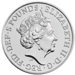 5 Pounds - Elizabeth II 5th portrait, Falcon of the Plantagenets