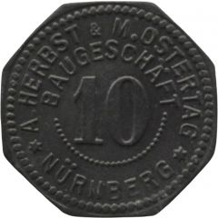 10 Pfennig - Nürnberg A. Herbst and M. Ostertag Baugeschäft