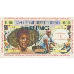 10 New Francs Overprint on P#35 - 1000 Francs