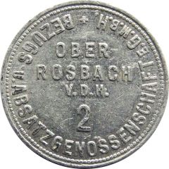2 Pfennig Bezugs- u. Absatzgenossenschaft Oberrosbach v. d. Höhe