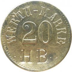 20 Pfennig Werth-Marke, Countermarked `HB`