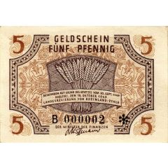 5 Pfennig Rheinland-Pfalz, French occupation