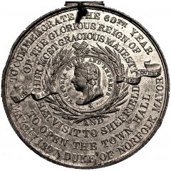 Medal - Victoria Diamond Jubilee, Goldsmith`s Co., Sheffield Town Hall, white metal