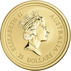 25 Dollars - Elizabeth II 3rd Portrait - Year of the Tiger - Gold Bullion Coin