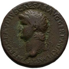 Sestertius - Nero AVGVSTI S PORT OST C, Tiber and Neptune