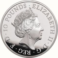 10 Pounds - Elizabeth II Lion of England, Silver Piedfort