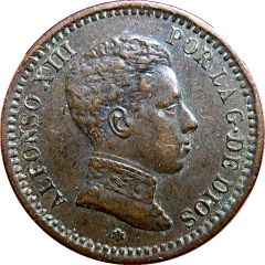 2 Centimos - Alfonso XIII 4th portrait