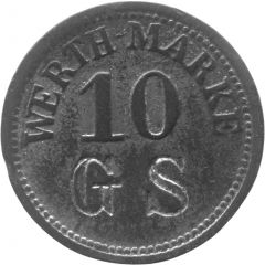 10 Pfennig Werth-Marke, Countermarked `GS`