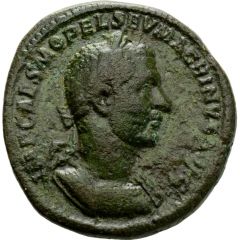 Sestertius - Macrinus PONTIF MAX TR P P P S C, Jupiter