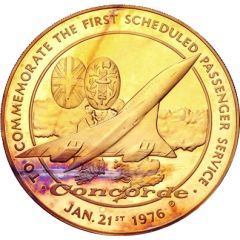 Medal - Concorde - 1st Scheduled Passenger Flight from London to Bahrain Silver Gilt