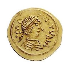 1 Tremissis In the name of Maurice Tiberius, Clean bust with lined body
