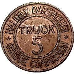 Toll Token - Halifax Dartmouth Bridge Commission Truck 5, Bronze