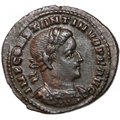 Nummus - Constantinus I Cuirassed, IMP CONSTANTINVS P F AVG, SOLI INVICTO COMITI, T-F, PLN, Londinium