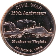 1 oz Copper Civil War - Monitor vs Virginia