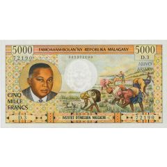 5000 Francs / 1000 Ariary `Tsiranana`
