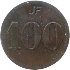 100 Pfennig Werth-Marke, Countermarked `JF`