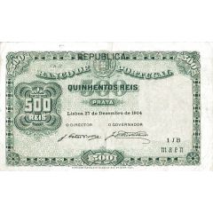 500 Reis 3rd. print - overprint `REPÚBLICA`