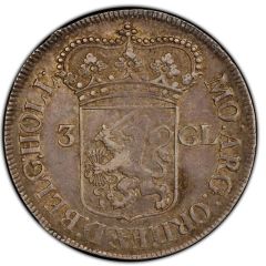 3 Gulden Date in exergue, plain edge