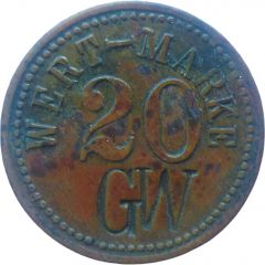 20 Pfennig Wert-Marke, Countermarked `GW`
