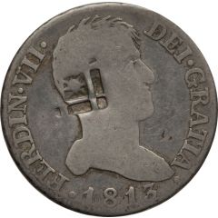 2 Reales Countermark on Spanish - Madrid 2 Reales, KM#474.3