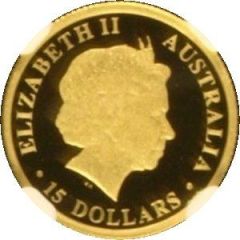 15 Dollars - Elizabeth II 4th Portrait - Brolga - Gold Proof