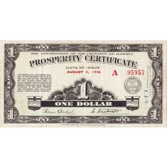 1 Dollar - Prosperity Certificate Alberta