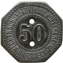50 Pfennig - Presseck Mechan. Schuhfabrik Vorm. Müller and Heinz