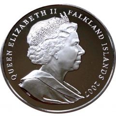 1 Crown - Elizabeth II Britannia in front of map, Silver Proof Issue