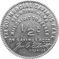 1/2 Cent - The Commercial Bank Des Moines, Iowa