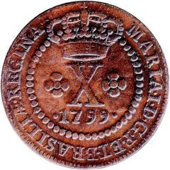 10 Réis - Maria I Small Type, Lisbon Mint