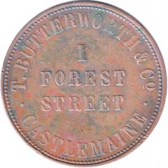 1 Penny - T. Butterworth and Co. Castlemaine, Victoria